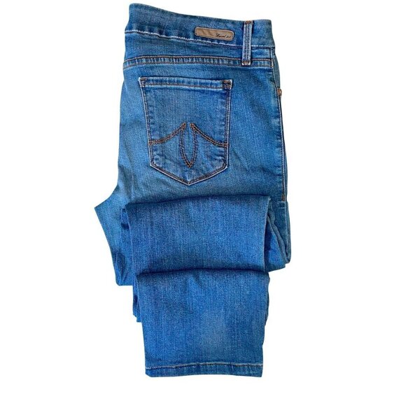 Anthro Level 99 Womens Lily Crop Skinny Straight Leg Mid Rise Med Wash Jeans 30 - Picture 1 of 11